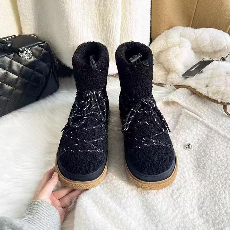 Snow boots women's 2025 winter new thick-soled versatile plush thickened fluffy shoes cotton shoes