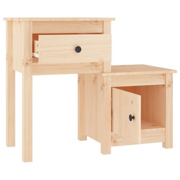 Table de chevet - Maison Exclusive - Bois de pin massif - 1 tiroir et 1 porte - 79,5x38x65,5 cm