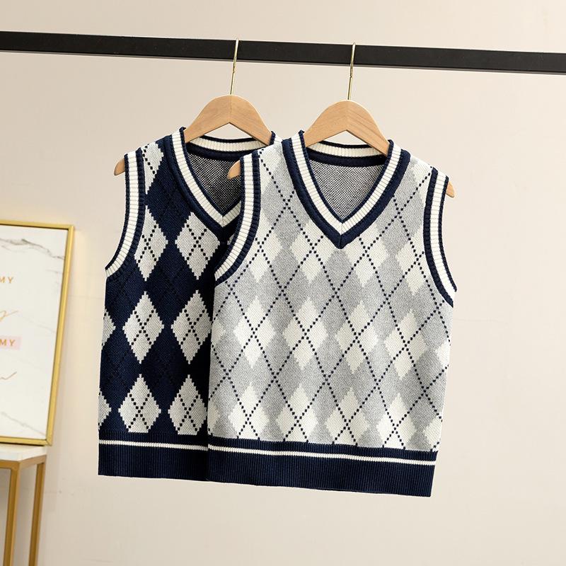 British Style Autumn/Winter Knit Vest for Primary and Secondary School Students