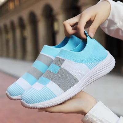 Summer Light Soled New Women's Mesh Shoes Casual Mix Color Women Sneakers Elastic Breathe Sport Shoe Female Tennis Fashion Flat