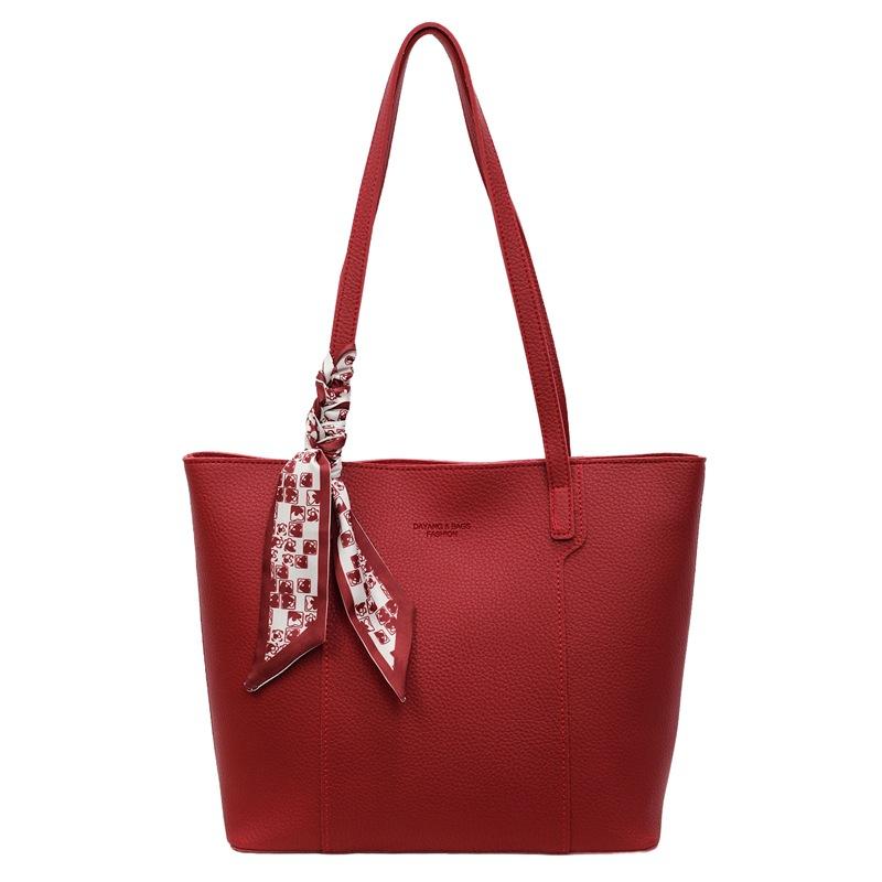 Large Capacity Red Bag Women's Versatile New Casual Shoulder Handbag Commuter Tote Bag