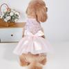 Elegant Pet Wedding Outfit Pink Shiny Sequin Mesh Skirt Soft Bridal Dress Cute Holiday Costume for Small Puppies Kittens Daily Wear
