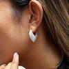 Stainless Steel Hoop Earrings Gold Color Huggie Earrings Vintage Resin Pearl Earrings  Gift