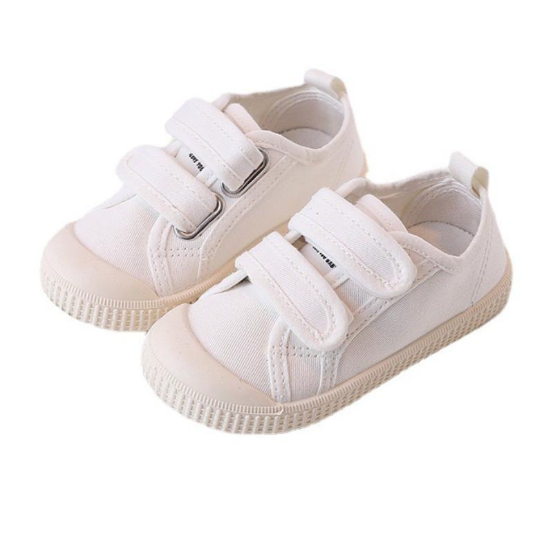Child Canvas Shoefour Season New Korean Version Child Soft Single Shoe Casual Girl Slip Travel Shoe Boys School Walking Shoe
