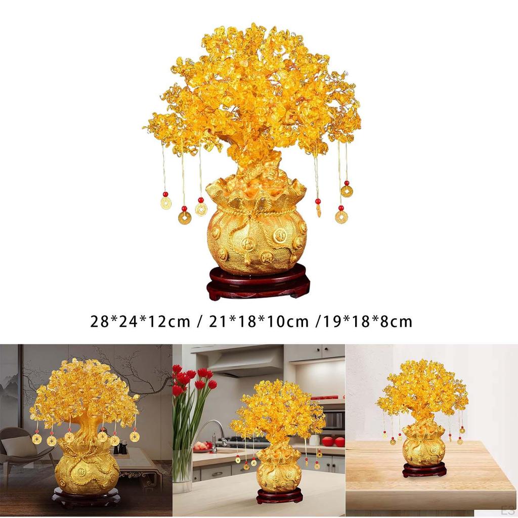 Money Tree Statue ,Lucky Figurine, Ornament Wealth Sculpture for Study Room