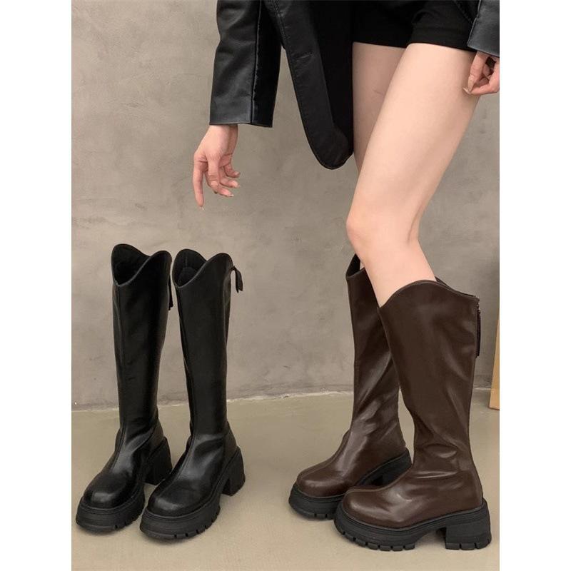 Thick-soled Knee-length Boots Women's New Height-increasing Small Boots Temperament Versatile Knight Boots for the Fall of 2025