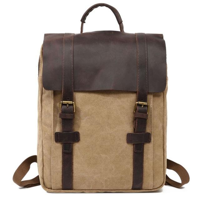 Men Canvas Vintage Backpack for School Bag Leather Backpack Women Rucksack Male Knapsack Bagpack Mochilas Feminina