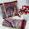 Foldable Portable Prayer Mat Islamic Floral Woven Jacquard Kneeling Rug Blanket with Tassels For Men Women and Children