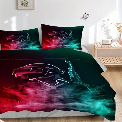 3pcs Neon Helmet & Shark Home Decor Bedding Set-Festival Gift for Fans, Travelers, Daily Use1202097a