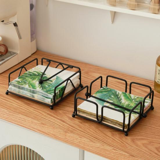 Napkin Holder for Table Flat Napkin Dispenser with Weighted Arm Square Cocktail Paper Holder for Kitchen Dining Room Restaurant Decor