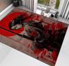 Japanese Samurai Woman Rug, Red Sun Martial Arts Carpet, Katana Warrior Living Room Runner Carpet