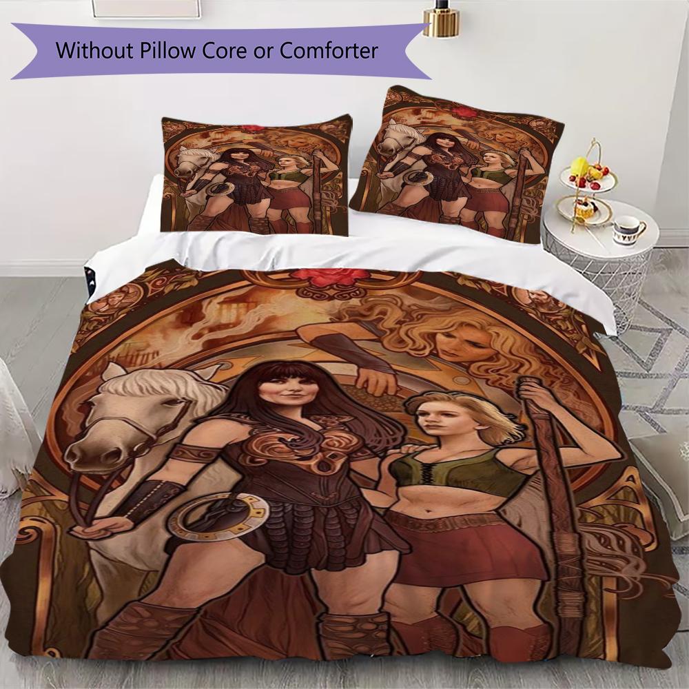 Xena Warrior Pattern Bedding uilt Set uilt Cover Pillowcase Home Decoration Birthday Gift (1 * duvet cover + 2 * pillowcase without core)252