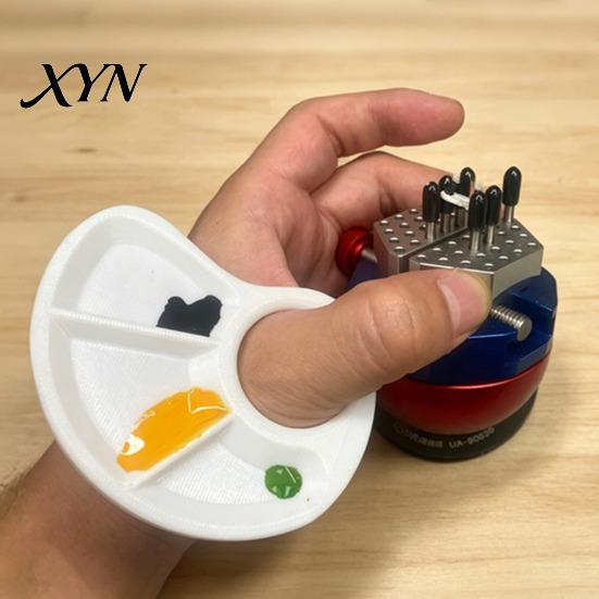Ergonomic Thumb Hole Painting Tray Mini Paint Palette Tray, with Hole, Lightweight Durable Handheld Resin for Acrylics Mixing Watercolor Palette,