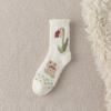 Coral Velvet Socks Women Winter Thickening Does Not Lose Hair Home Sleep Socks Tulip Warm Mid-Calf Floor Socks