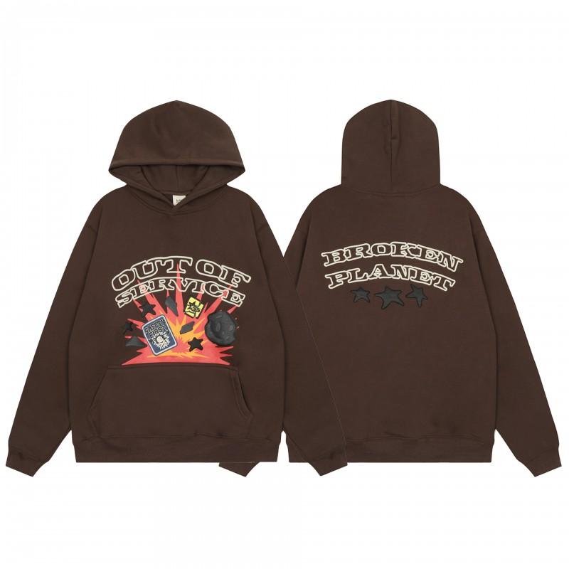Broken Planet Streetwear Hoodie Set With 3D Puff Print Loose Fit Cotton Sweatshirt Men