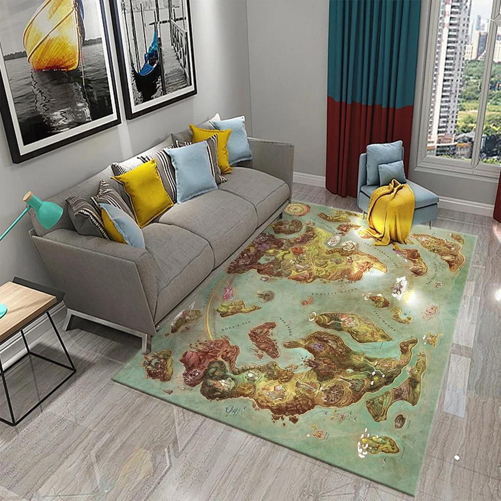 Map Rug Nautical Map Carpet Vintage Style Floor Carpets for Bedroom Living Room Floor Rug Large Area Rugs Door Mats Home Decor