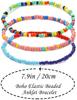 Colorful Beads Anklets Summer Beach Boho Women Elastic Rope Chains Adjustable Ankle Bracelet Beach Jewelry Vacation Accessories