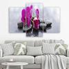 Three Piece Picture Canvas Print Orchid Flowers Stones Purple