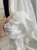 French White A-Line Midi Skirt: Summer Elastic Waist, Inner Lining, Drape Slimming, Wide Hem