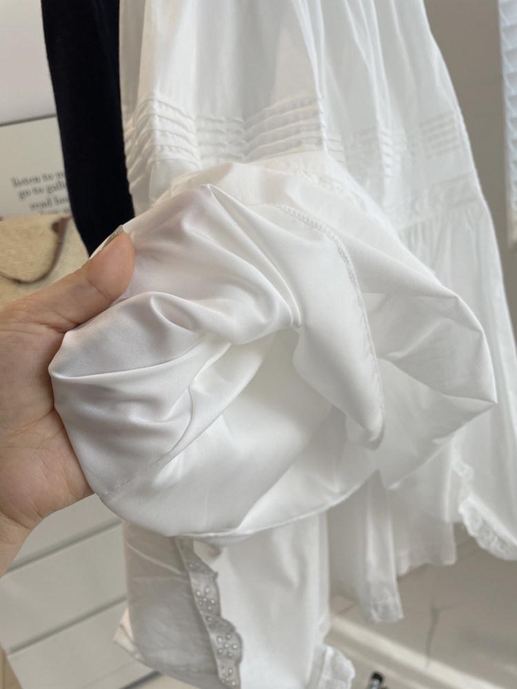 French White A-Line Midi Skirt: Summer Elastic Waist, Inner Lining, Drape Slimming, Wide Hem
