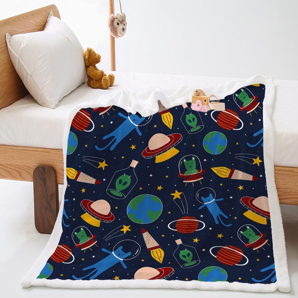 Car Moon Planet Thickened Lamb Fleece Crystal Fleece Blanket Cover Blanket
