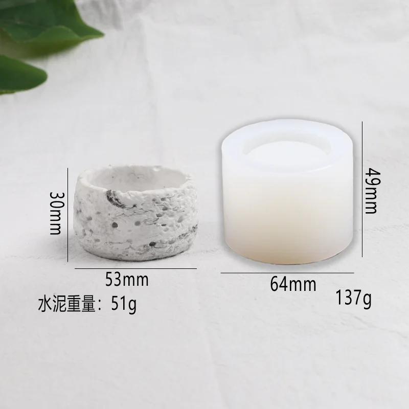 2026New Mini round Silicone Mold Rock Pattern Candle Cup Storage Box Handicrafts round Plaster Jar Home Decoration Craft Molds