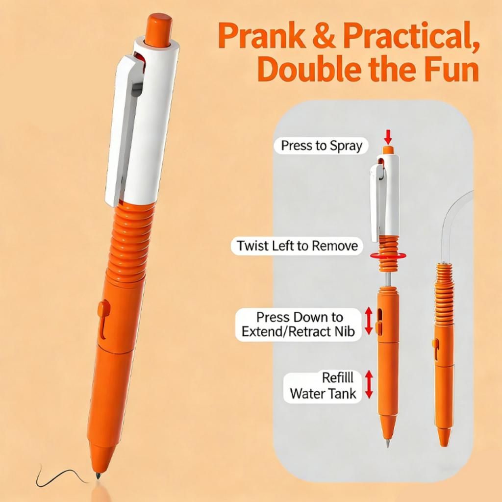 3Pcs Interactive Water Jet Pen Decompressive Press Action Ballpoint Pen For Stress Relief And Entertainment During Study