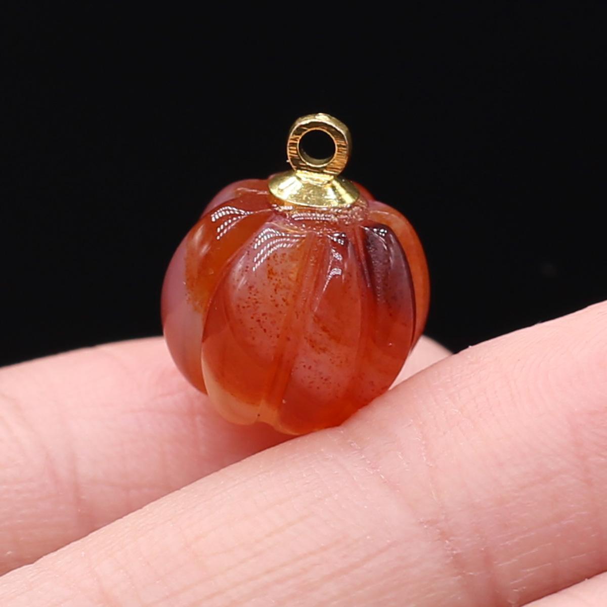 

1 шт., подвеска из натурального камня в форме тыквы, кристалл розового кварца, агат, подвески для изготовления ювелирных изделий, аксессуары для ожерелья «сделай сам», 13 × 13 мм 13×13mm