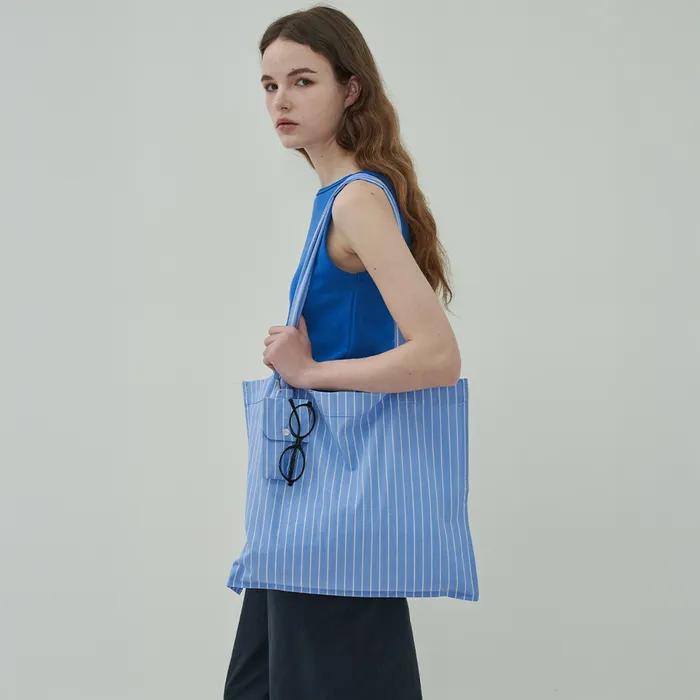 Square Eco Bag - Stripe Blue