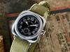 Military Watch Cushion Watch Black Dial Green Cloth Strap [M.R.M.W.]