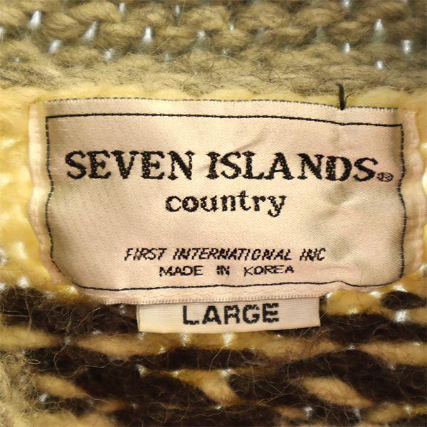 SEVEN ISLANDS wool Overall handle Cowichan jacket L White x gray Men's Used