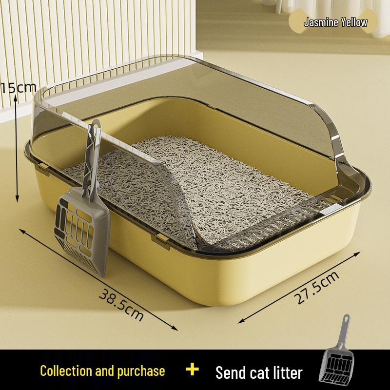 Extra Große Halboffene Anti-Tracking Katzentoilette Includes Cat Litter Scoop beige