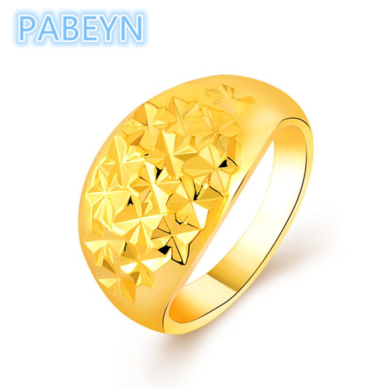 Luxury 24K Gold Ring Gold Plated Gypsophila Ring Glamour Party Engagement Wedding Jewelry Gift 6
