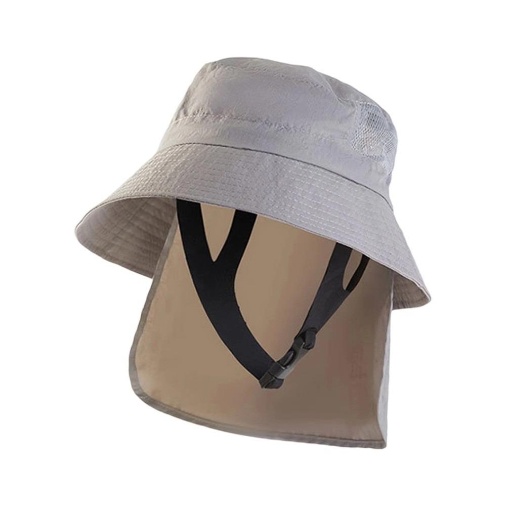 

Быстросохнущая шляпа с откидным клапаном для шеи, однотонная шляпа-ведро, легкая шляпа рыбака, унисекс светло-серый