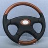 Volan JDM 360mm Combinație Piele Neagră și Aspect Lemn Volan Clasic cu 4 Brațe Universal