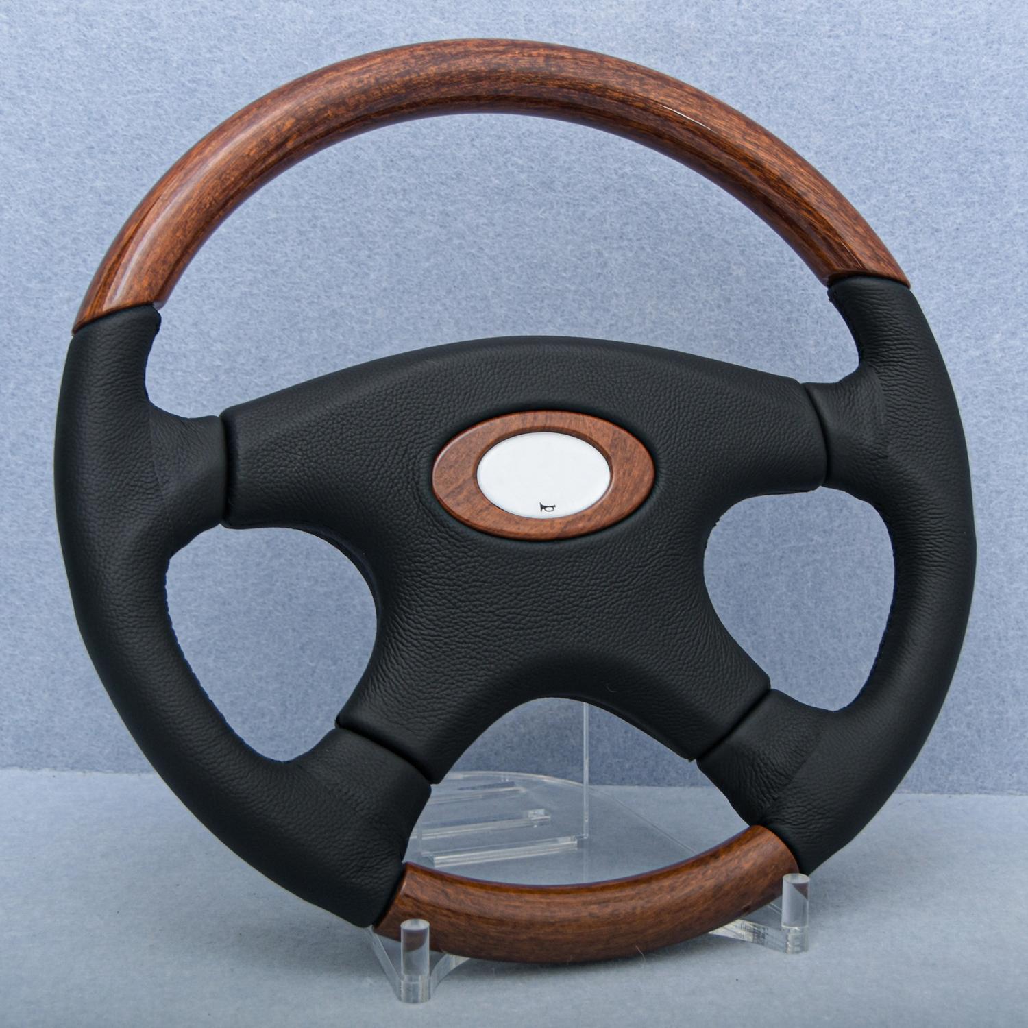 JDM 360mm Wood Grain Black Leather
