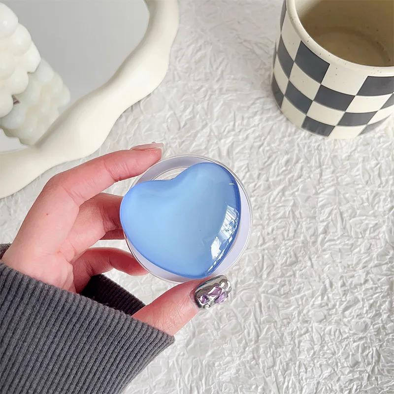 Solid Color Glass Love Cell Phone Airbag Holder Magnetic Removable Desktop Support Portable Retractable Cell Phone Holder