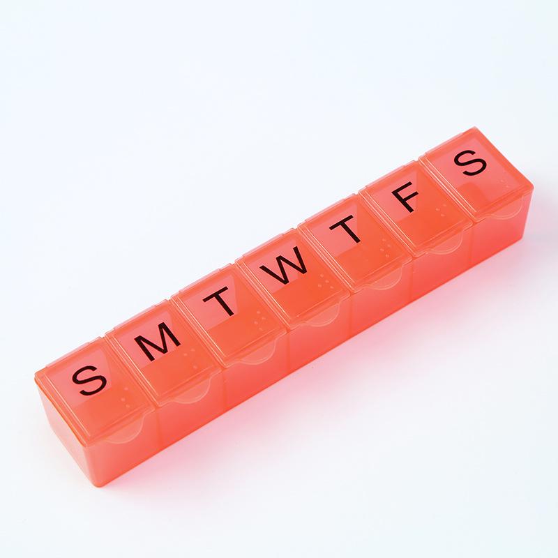 7-Day Braille Pill Box: Portable Organizer with Independent Compartments 15*3*2.5cm
