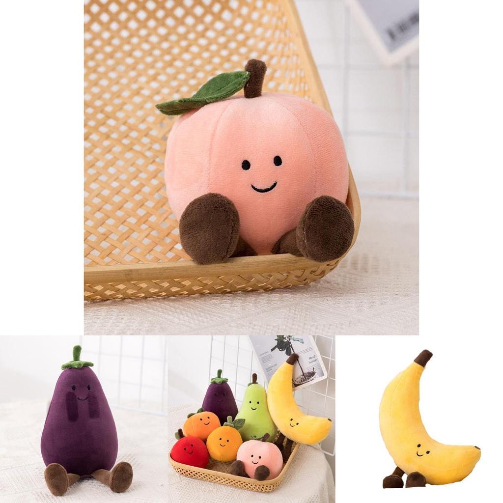 Adorable Fruit Party Plushies For Kids- Banana, Eggplant, Peach, And Pear Options!