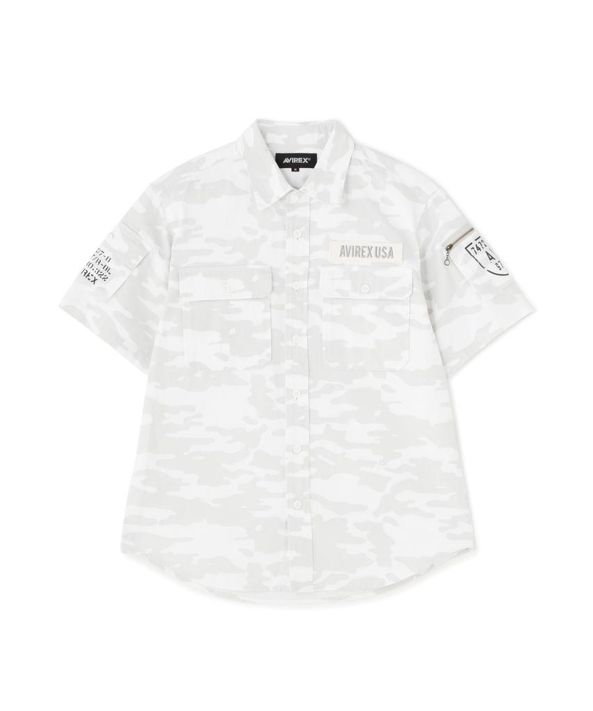 AVIREX BASIC FATIGUE SHORT SLEEVE SHIRT L 444 White Camo3 783-5923001