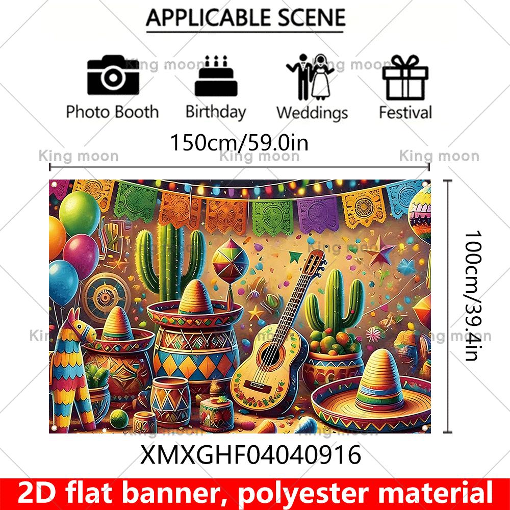 2D Flat Design 1 Piece. Mexican Carnival Background Banner - Suitable for Parties Weddings Birthdays