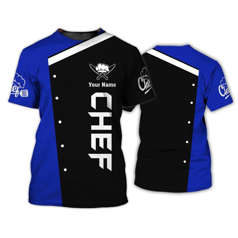 Modische Koch Grafik T-Shirts für Herren Sommer Lässig Kurzarm Benutzerdefinierter Name 3D Gedruckte T-Shirts Locker Atmungsaktive Pullover T-Shirts