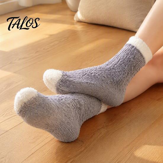 Postpartum Recovery Essentials Thickened Plush Socks for Women, Soft Coral Fleece Slipper with Thermal House Towel Bottom Cushioning, Floor