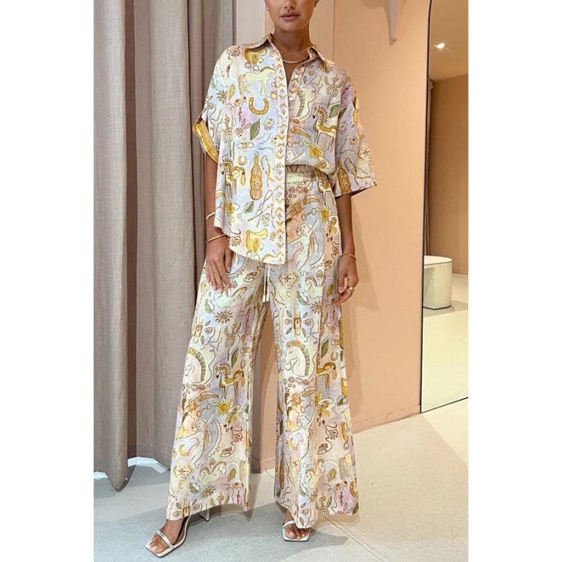 

Cross 2026 Spring/Summer Women s Casual Pocket Suit - Two-Piece Set with Loose Five-Sleeve Styling Small