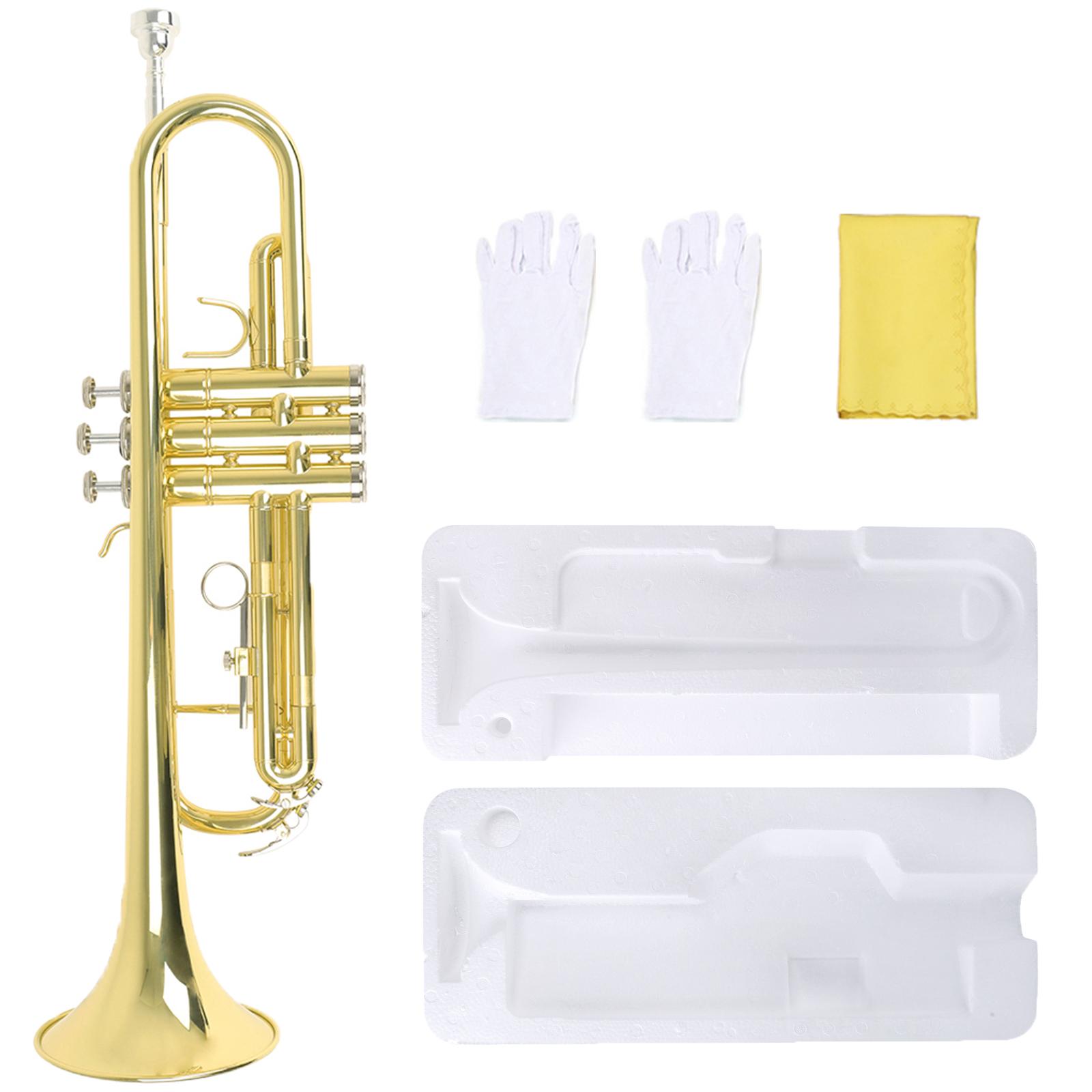 SLADE Bb Trumpet B Flat Premium Brass body Gold-Plated Trumpet Pro Performance Brass Musical Instrument Set with Case Gloves