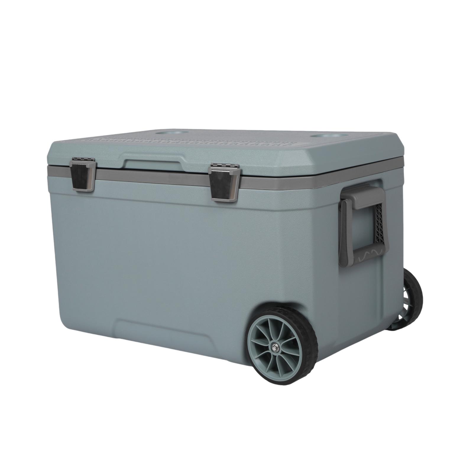 70L Outdoor Camping Vehicle Insulated Box Hard Shell Ice Chest Box 30 Percent Lighter Than Rotomolded for Beach Beverage Camping зелёный