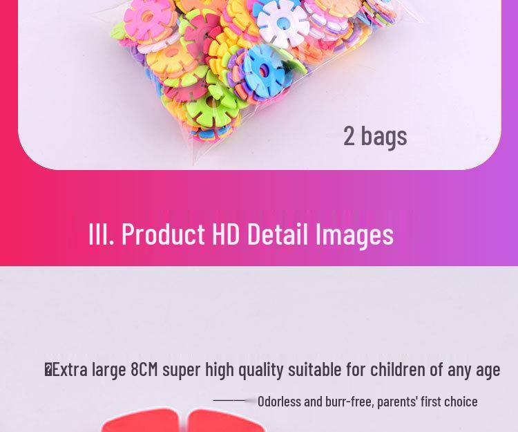 Extra Large 8cm Thick Snowflake Interlocking Building Blocks for Kids Ages 3-6