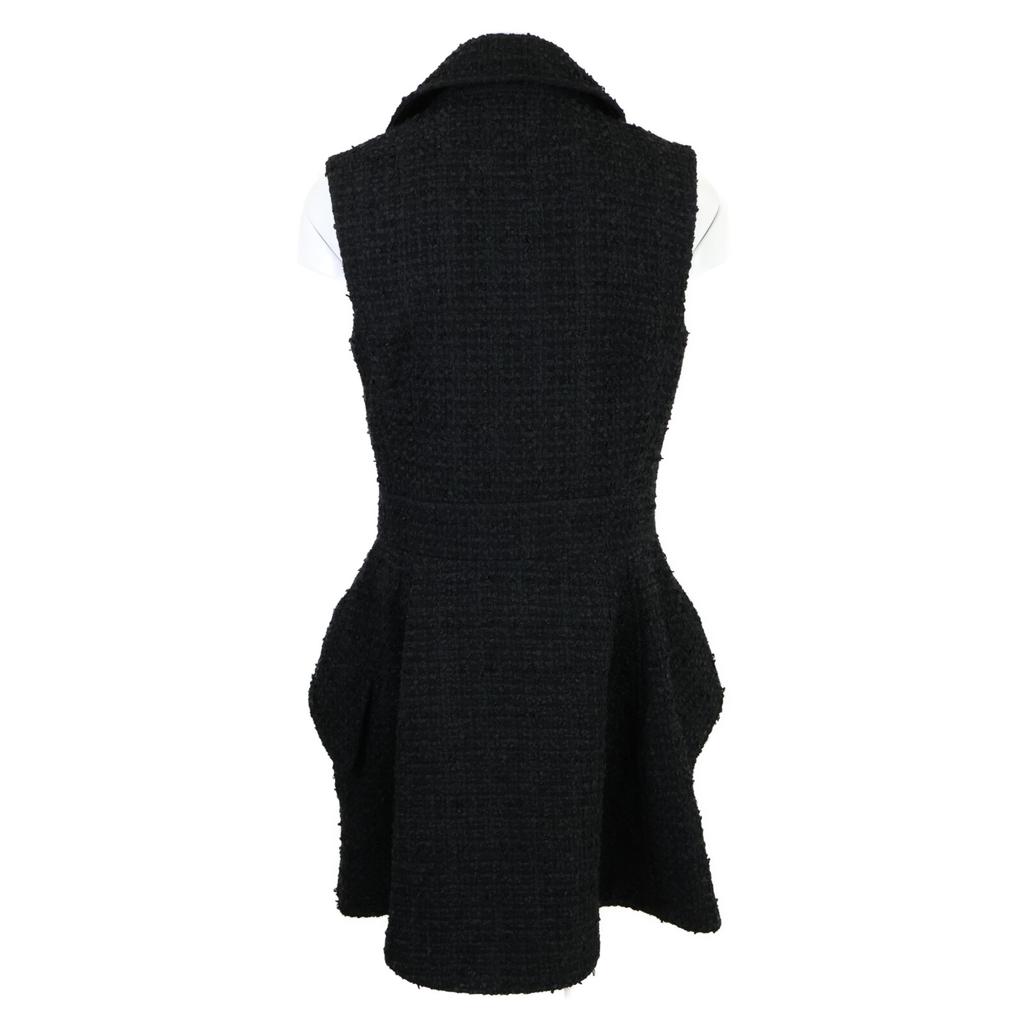 LOUIS VUITTON Domestic regular 24Stainless Steel FQRO06 gold button double-breasted tweed mini dress dress 36 blackUsed