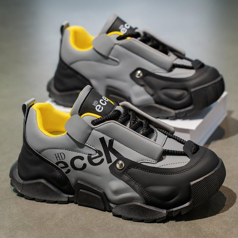 

European station autumn new men s trend leather surface thick sole heightening casual shoes bag sole fashion large size sports shoes 44