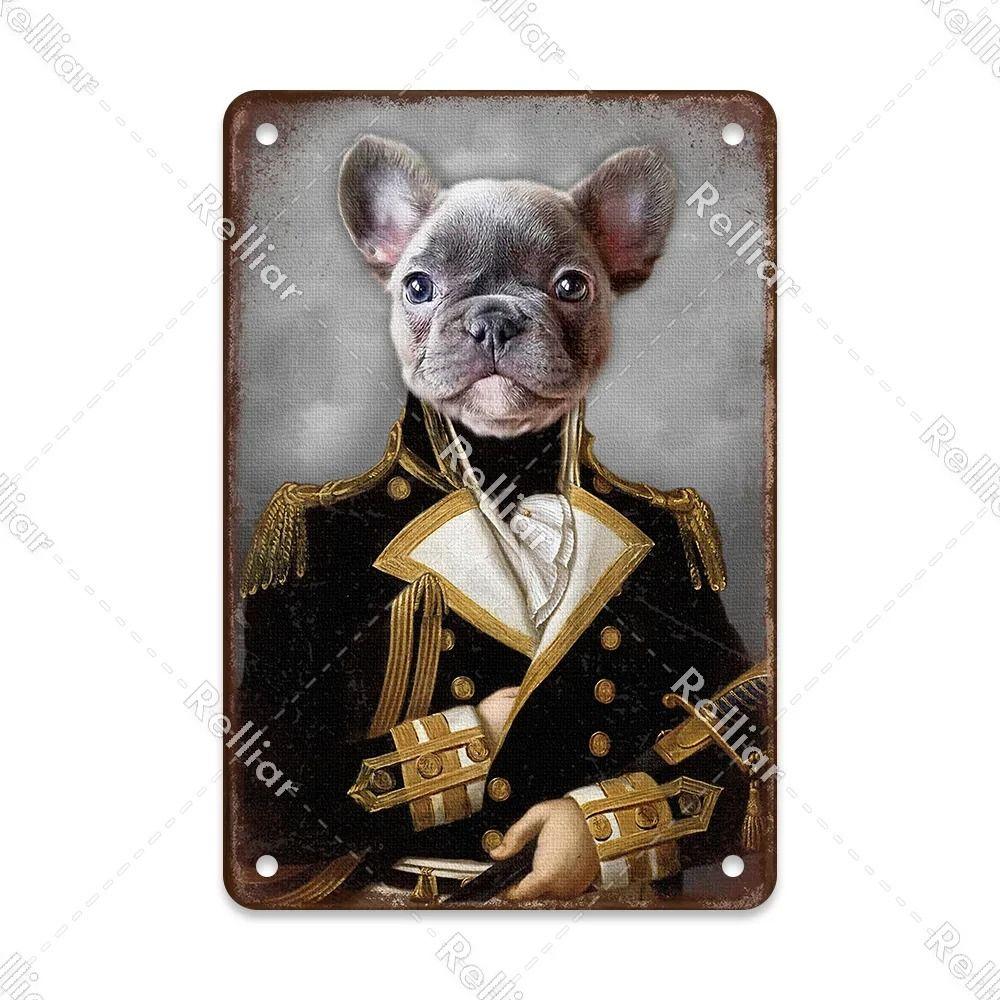 Metal Sign Gentleman Dog Wall Decor, Vintage Tin Plate for Living Room 20x30 cm